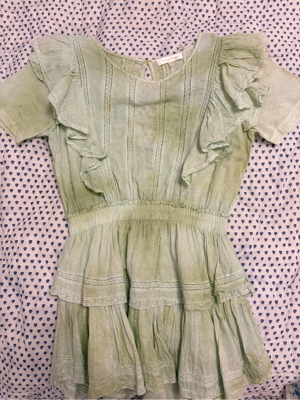 Loveshackfancy Green Ruffle Dress Size P